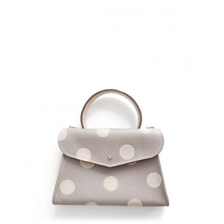 'Chantilly Pois' Nappa Leather handbag Pearl grey & Gold