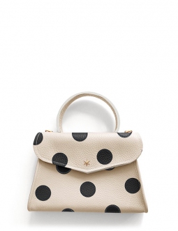'Chantilly Pois' Sac à main Cuir Nappa Crème Ébène & Or