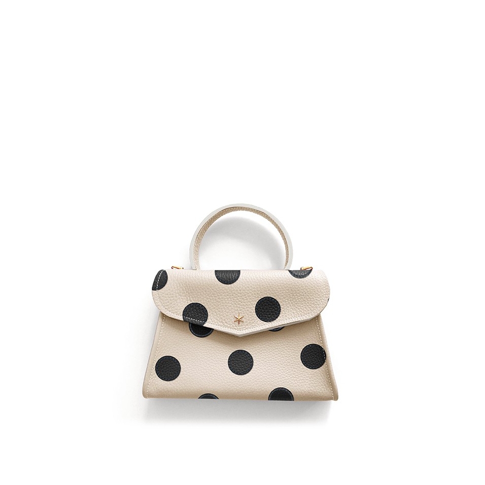 'Chantilly Pois' Nappa Leather handbag Cream Black & Gold