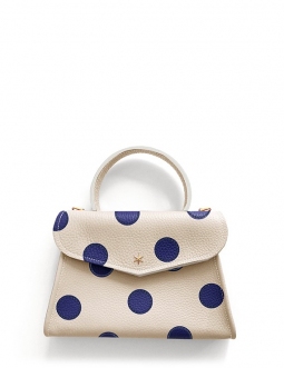 'Chantilly Pois' Nappa Leather handbag Cream Navy & Gold