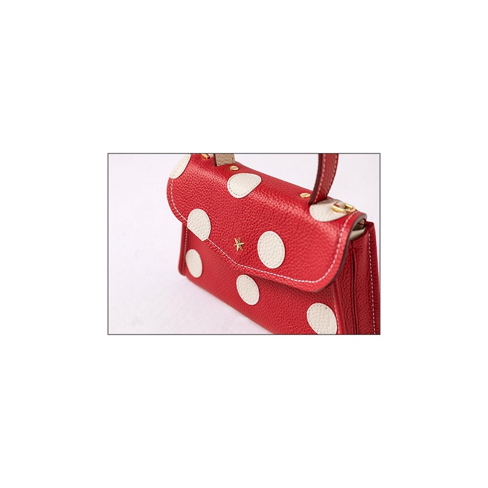 'Chantilly Pois' Nappa Leather handbag Red & Gold