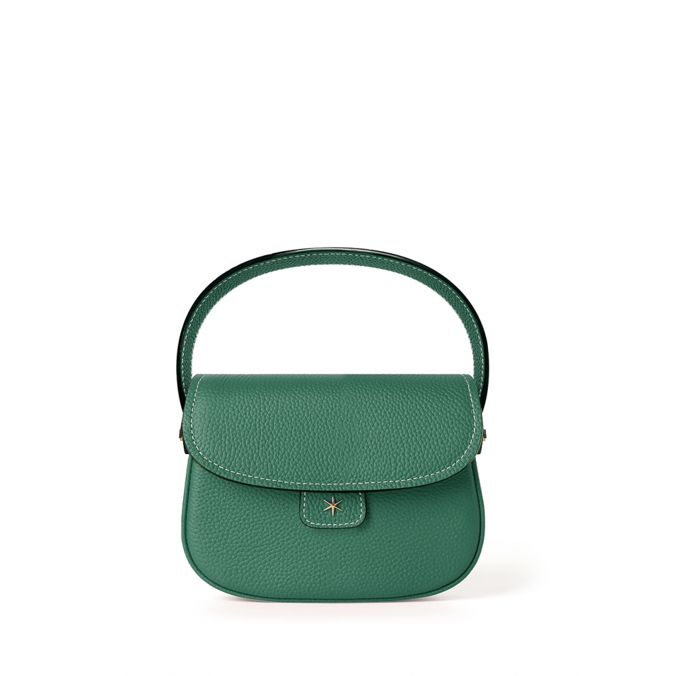 'Figaro' Sac à main Cuir Nappa Vert Pin & Or
