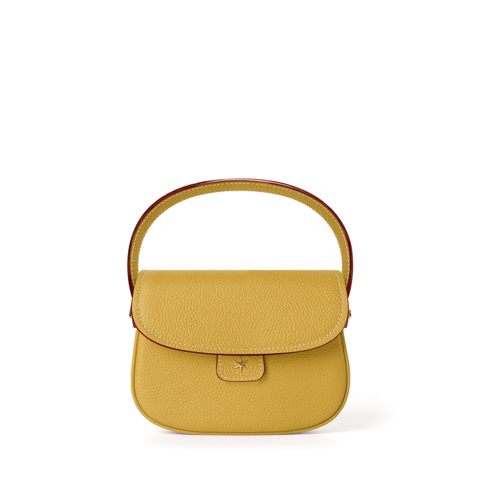 'Figaro' Sac à main Cuir Nappa Moutarde & Or
