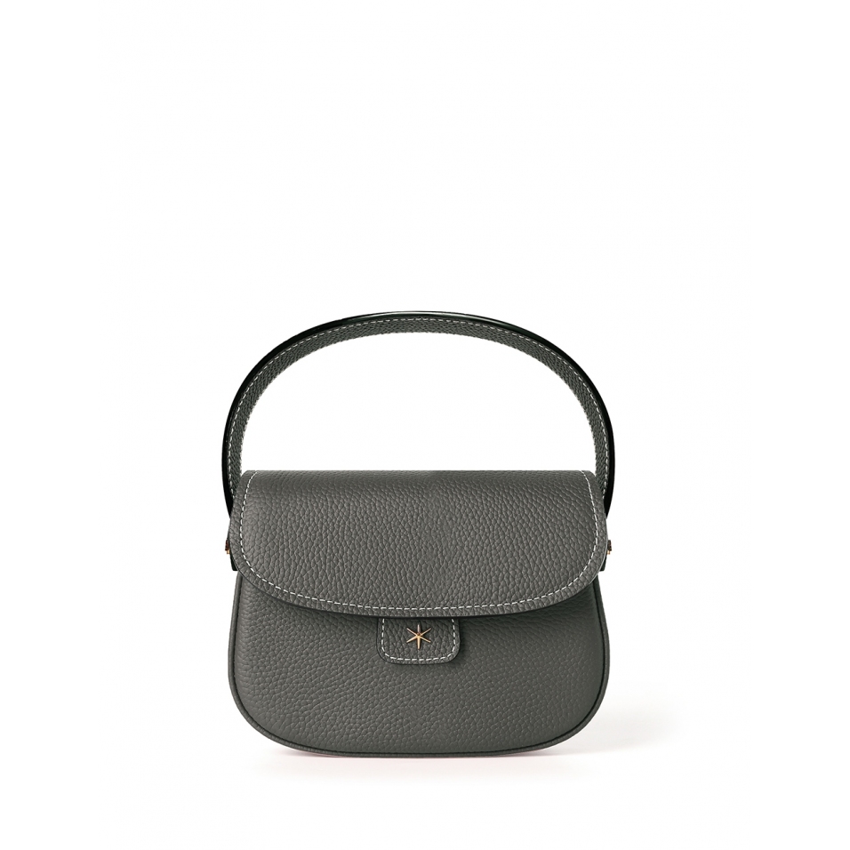 'Figaro' Sac à main Cuir Nappa Ardoise & Or