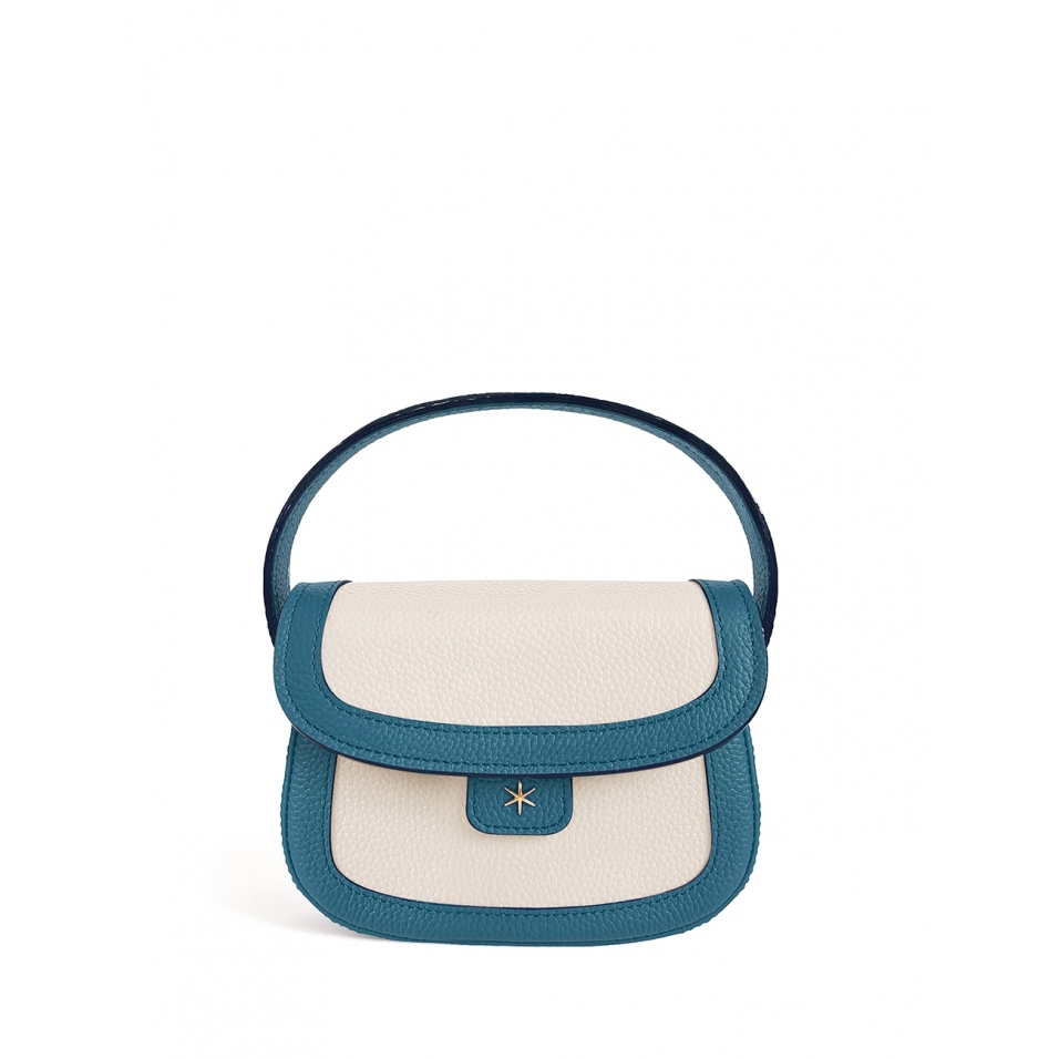'Figaro Duo' Sac à main Cuir Nappa Indigo, Crème & Or