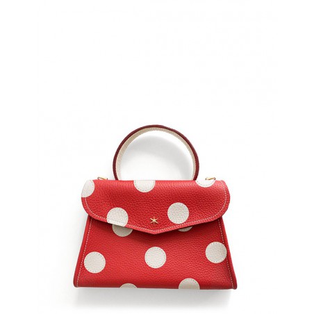 'Chantilly Pois' Nappa Leather handbag Red & Gold