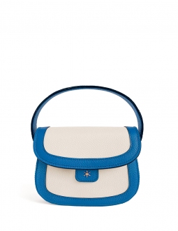 'Figaro Duo' Sac à main Cuir Nappa Cyan, Crème & Or