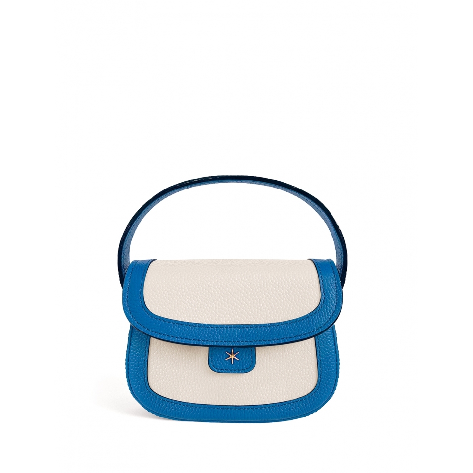 'Figaro Duo' Sac à main Cuir Nappa Cyan, Crème & Or