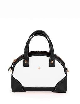 'Plaisance Duo' Sac à main Cuir Nappa Ébène & Neige & Or