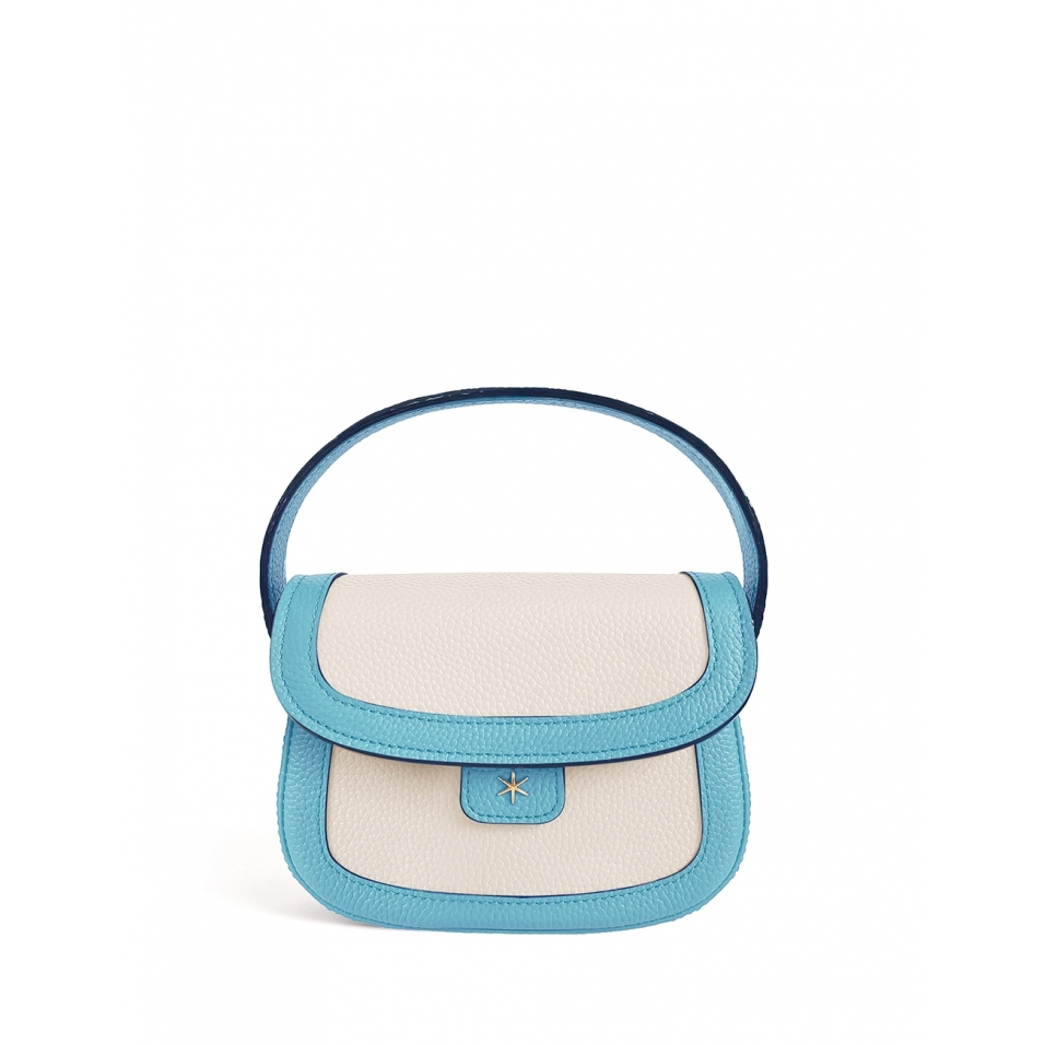 'Figaro Duo' Sac à main Cuir Nappa Azur, Crème & Or