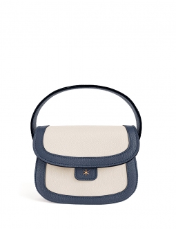 'Figaro Duo' Sac à main Cuir Nappa Bleu Nuit, Crème & Or