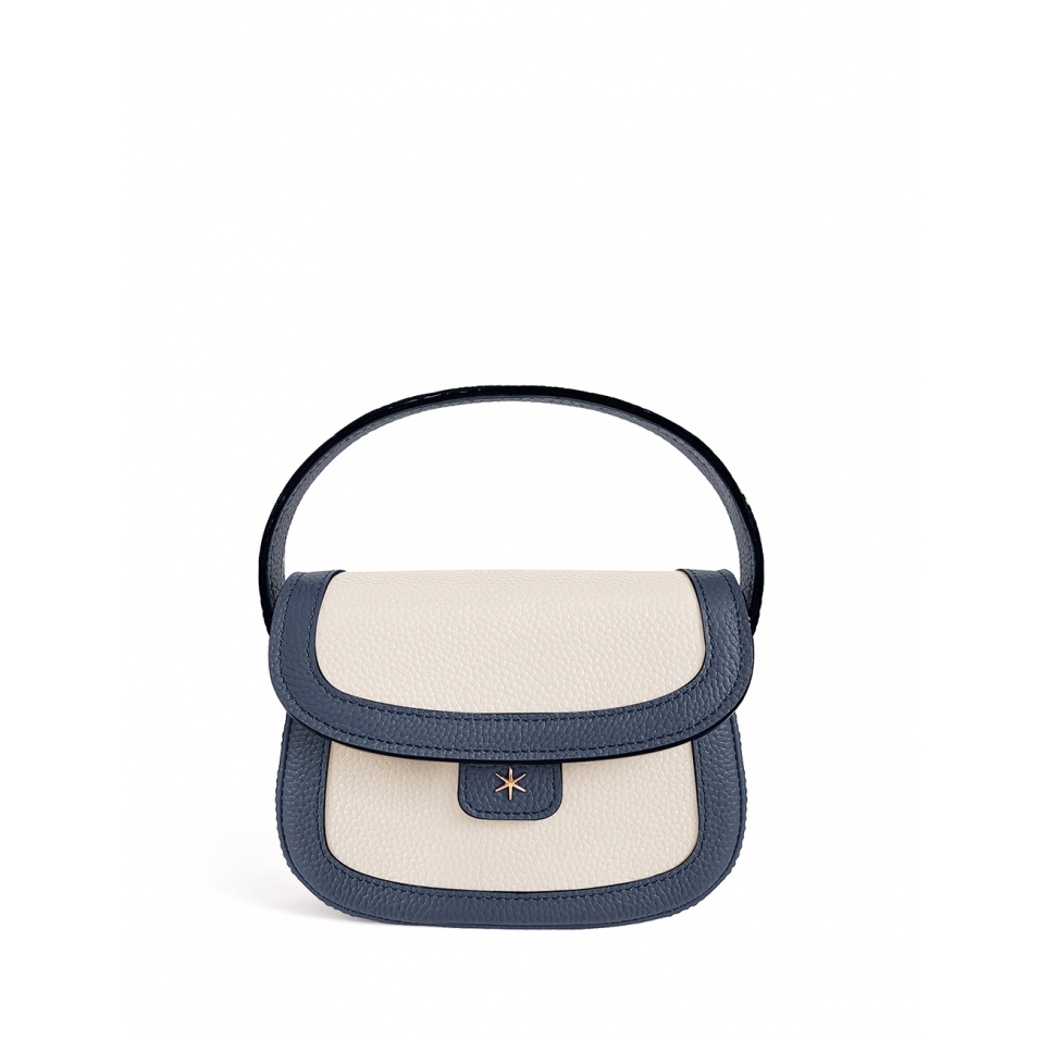 'Figaro Duo' Sac à main Cuir Nappa Bleu Nuit, Crème & Or