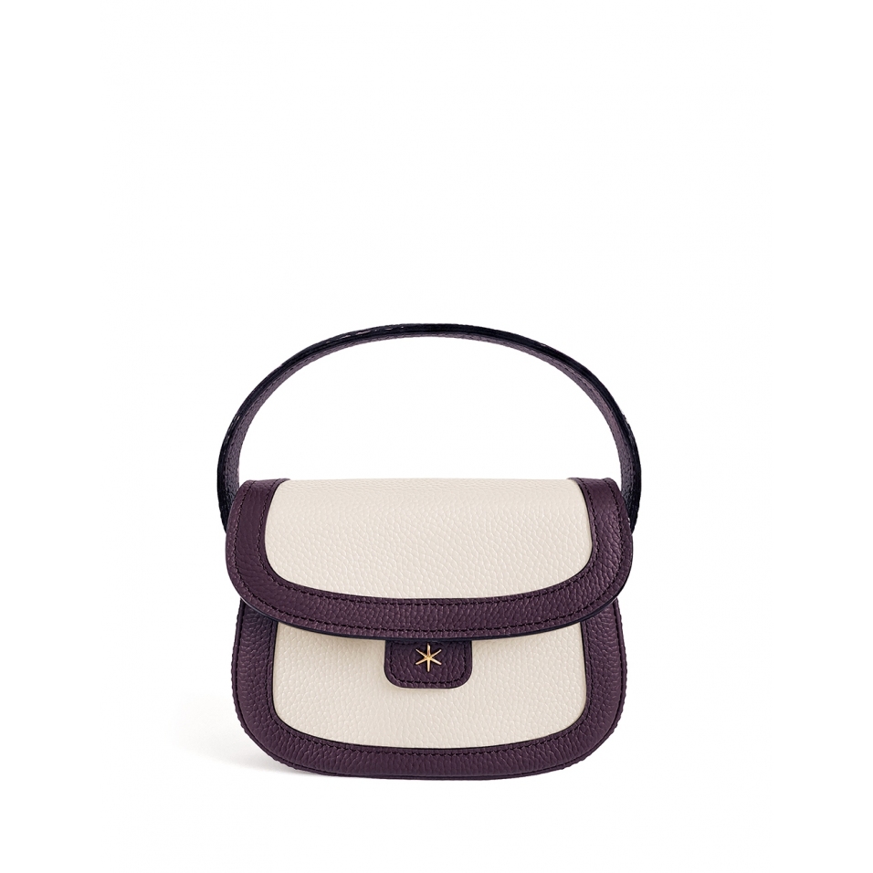 'Figaro Duo' Sac à main Cuir Nappa Cassis, Crème & Or