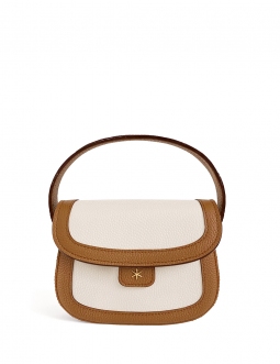 'Figaro Duo' Sac à main Cuir Nappa Cognac, Crème & Or