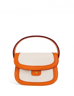 'Figaro Duo' Sac à main Cuir Nappa Orange, Crème & Or