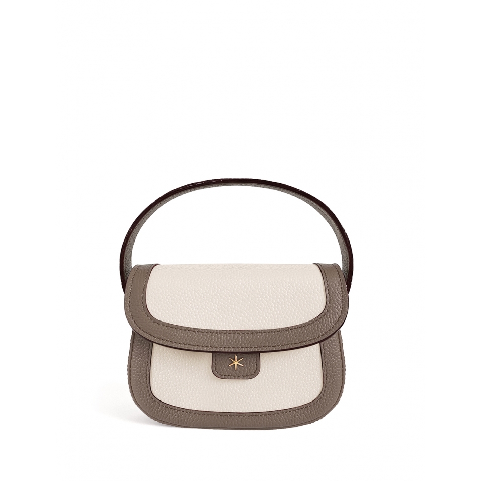 'Figaro Duo' Sac à main Cuir Nappa Volcan, Crème & Or