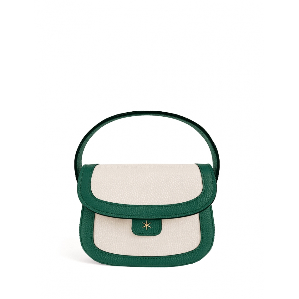 'Figaro Duo' Sac à main Cuir Nappa Vert Pin, Crème & Or
