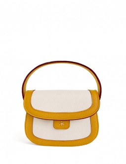 'Figaro Duo' Sac à main Cuir Nappa Moutarde, Crème & Or