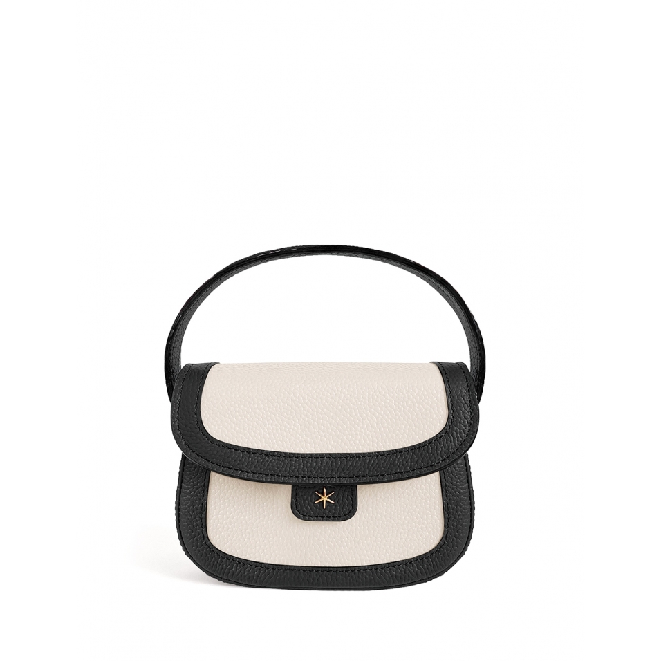 'Figaro Duo' Sac à main Cuir Nappa Noir, Crème & Or