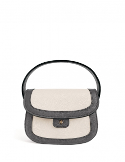 'Figaro Duo' Sac à main Cuir Nappa Ardoise, Crème & Or