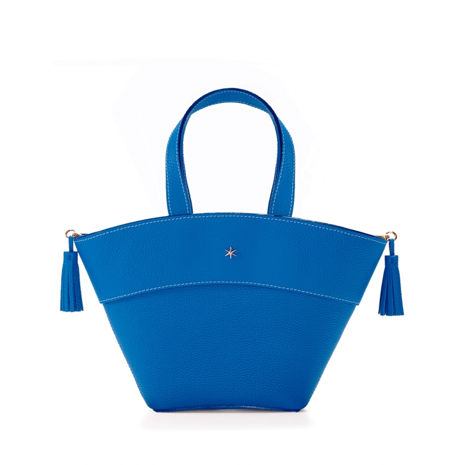 'Galet' Sac à main Cuir Nappa  Cyan & Or