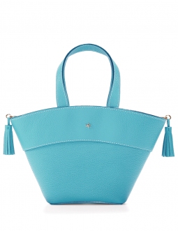 'Galet' Sac à main Cuir Azur & Or