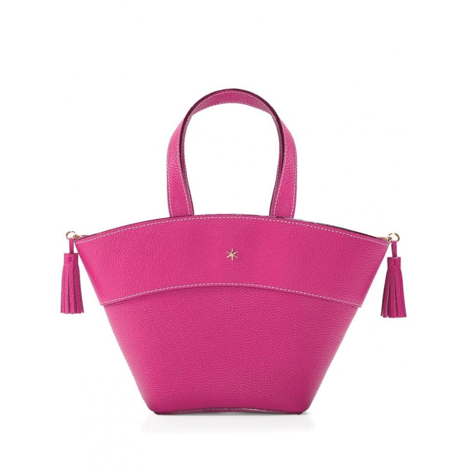 'Galet' Sac à main Cuir Fuchsia & Or