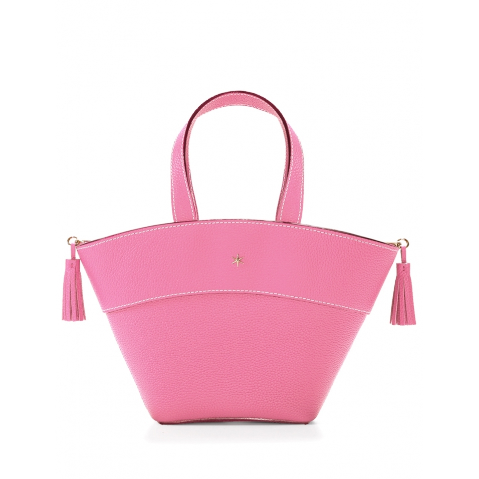 'Galet' Sac à main Cuir Rose  & Or