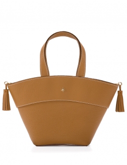 'Galet' Sac à main Cuir Cognac & Or