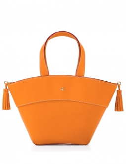 'Galet' Sac à main Cuir Orange  & Or