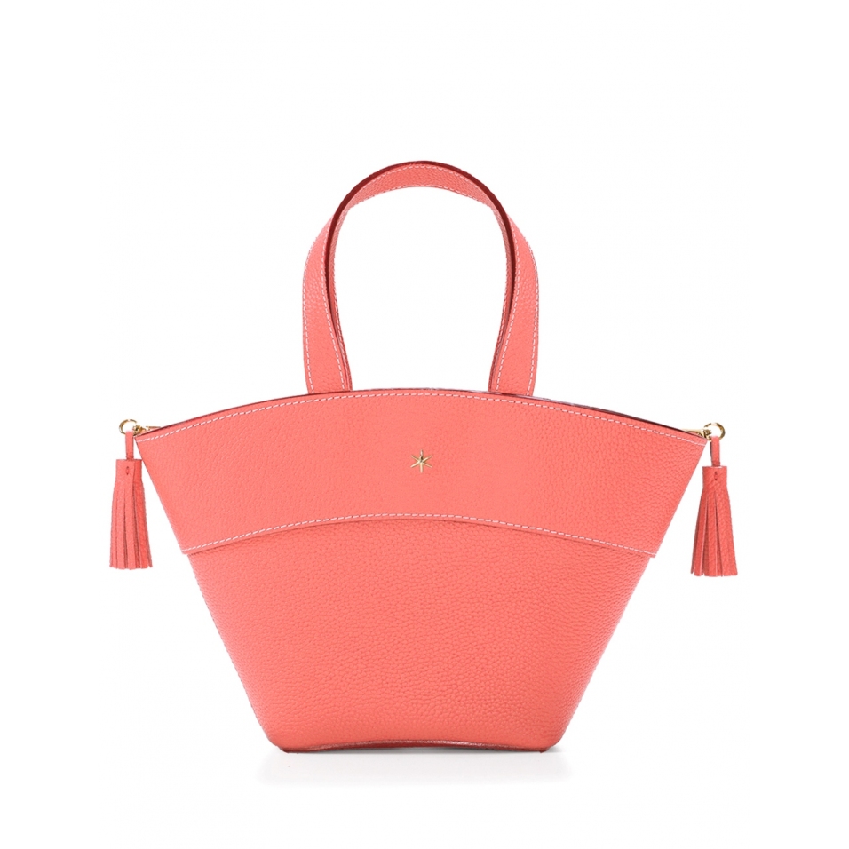'Galet' Sac à main Cuir Pastèque  & Or