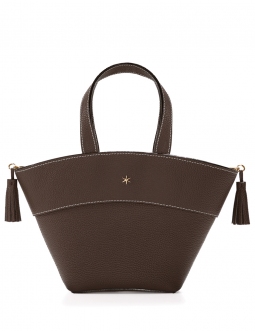 'Galet' Sac à main Cuir Chocolat  & Or