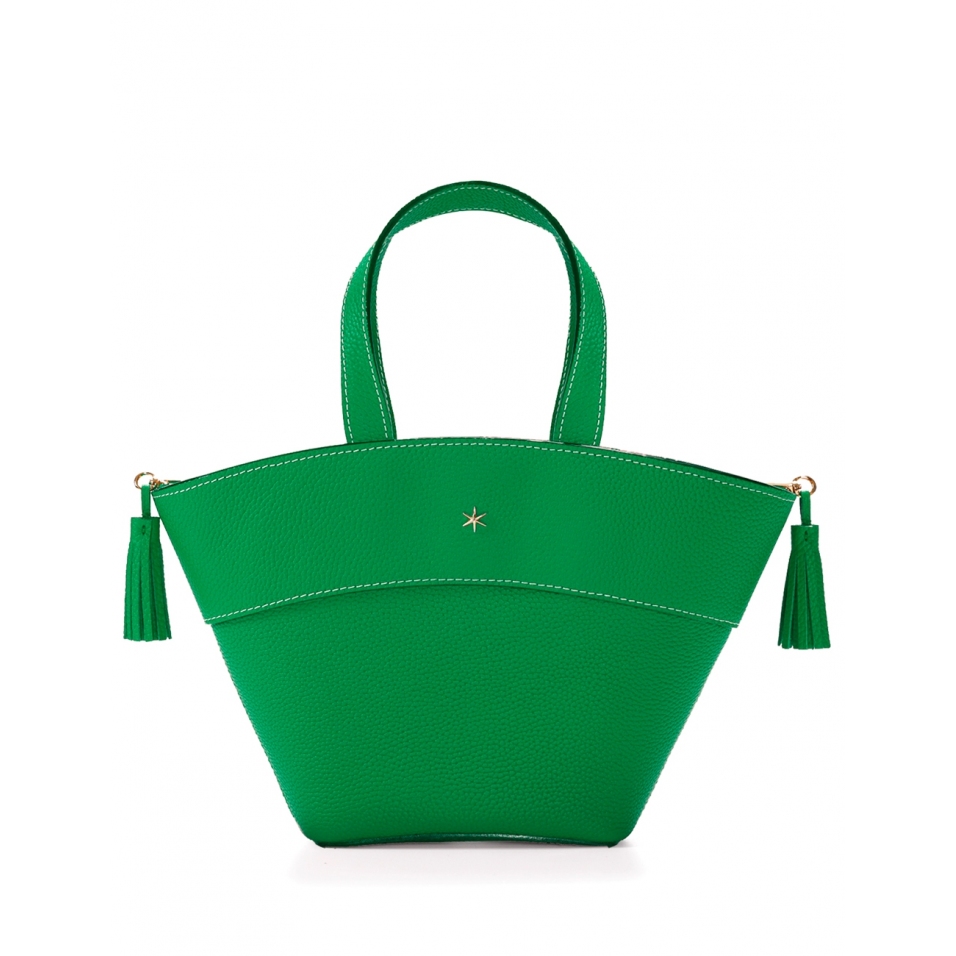'Galet' Sac à main Cuir Lagon & Or