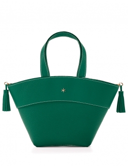 'Galet' Sac à main Cuir Vert Pin & Or
