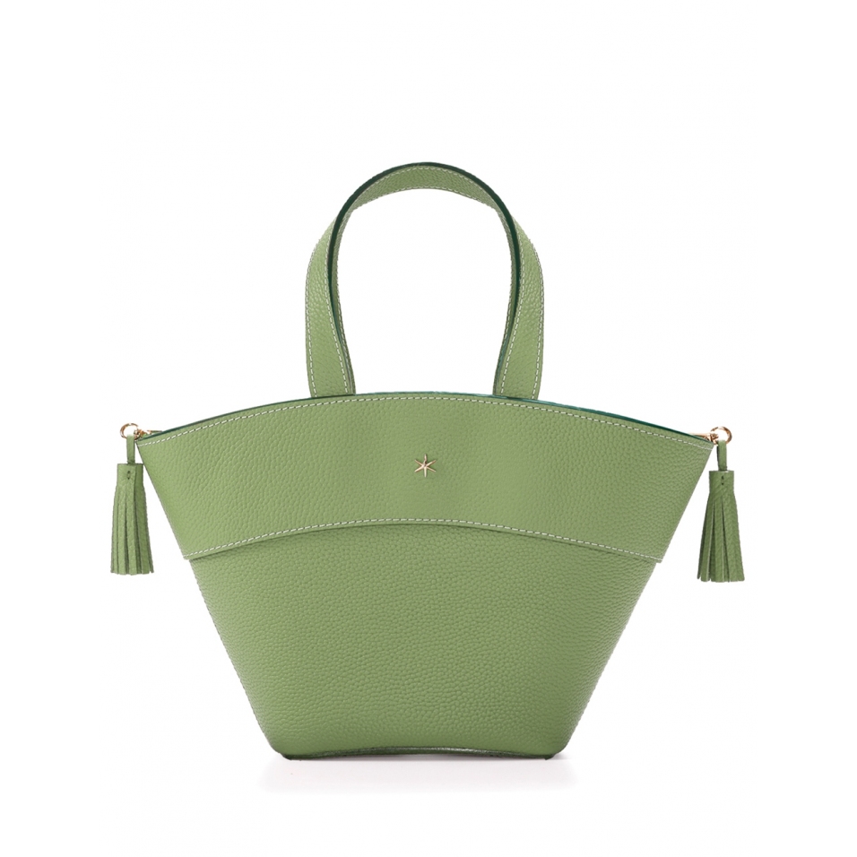 'Galet' Sac à main Cuir Asperge & Or