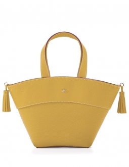 'Galet' Sac à main Cuir Moutarde & Or