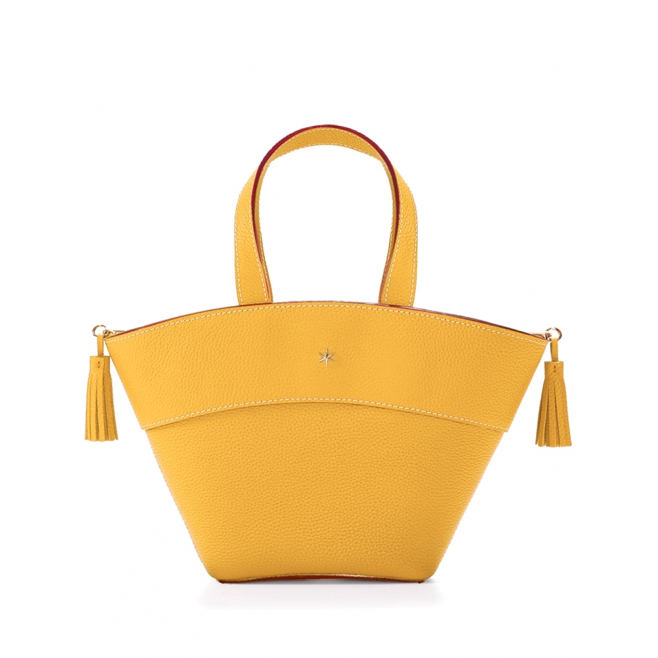'Galet' Sac à main Cuir Miel  & Or
