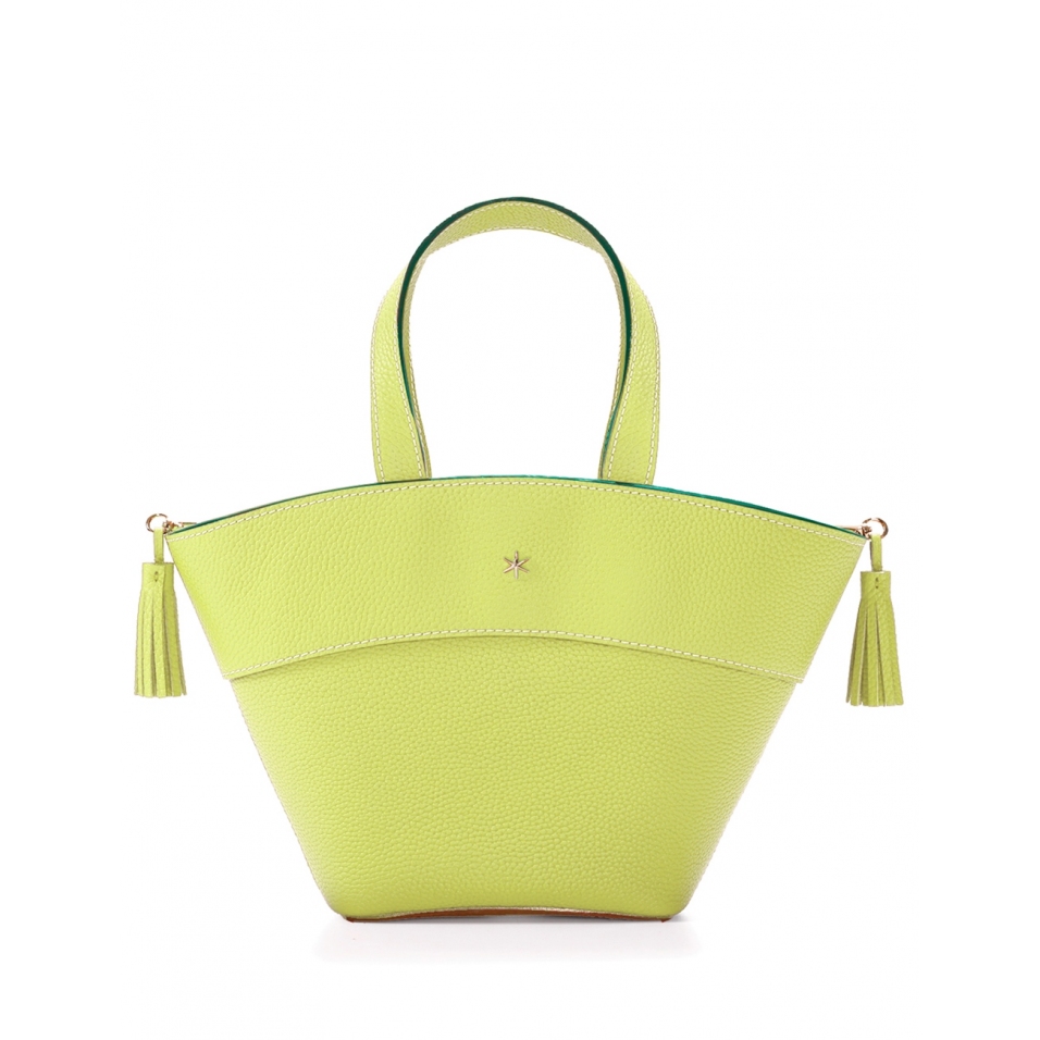 'Galet' Sac à main Cuir Paille & Or