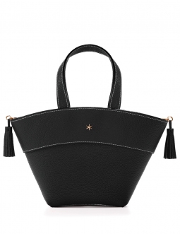 'Galet' Sac à main Cuir Ébène & Or