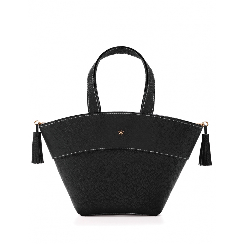'Galet' Sac à main Cuir Ébène & Or