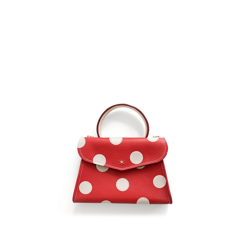 'Chantilly Pois' Nappa Leather handbag Red & Gold