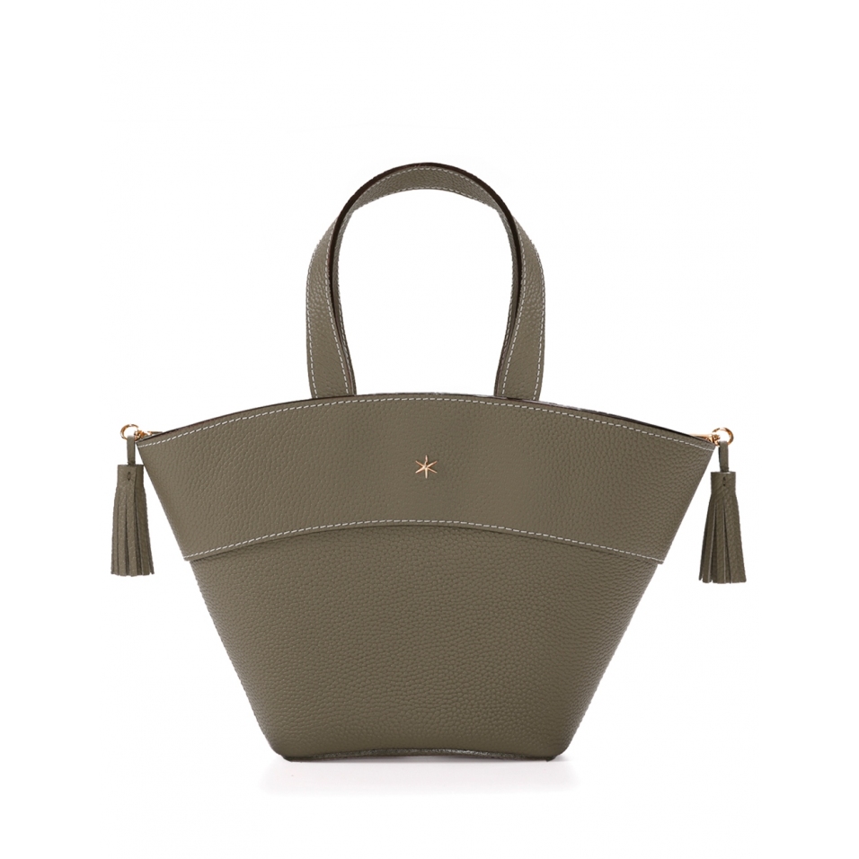 'Galet' Sac à main Cuir Éléphant & Or