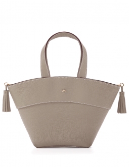'Galet' Sac à main Cuir Tourterelle & Or