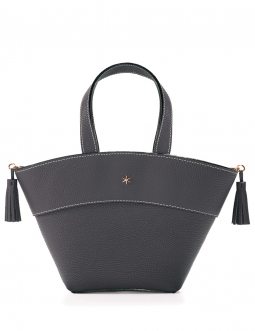'Galet' Sac à main Cuir Ardoise & Or