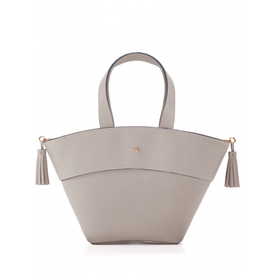 'Galet' Sac à main Cuir Perle & Or