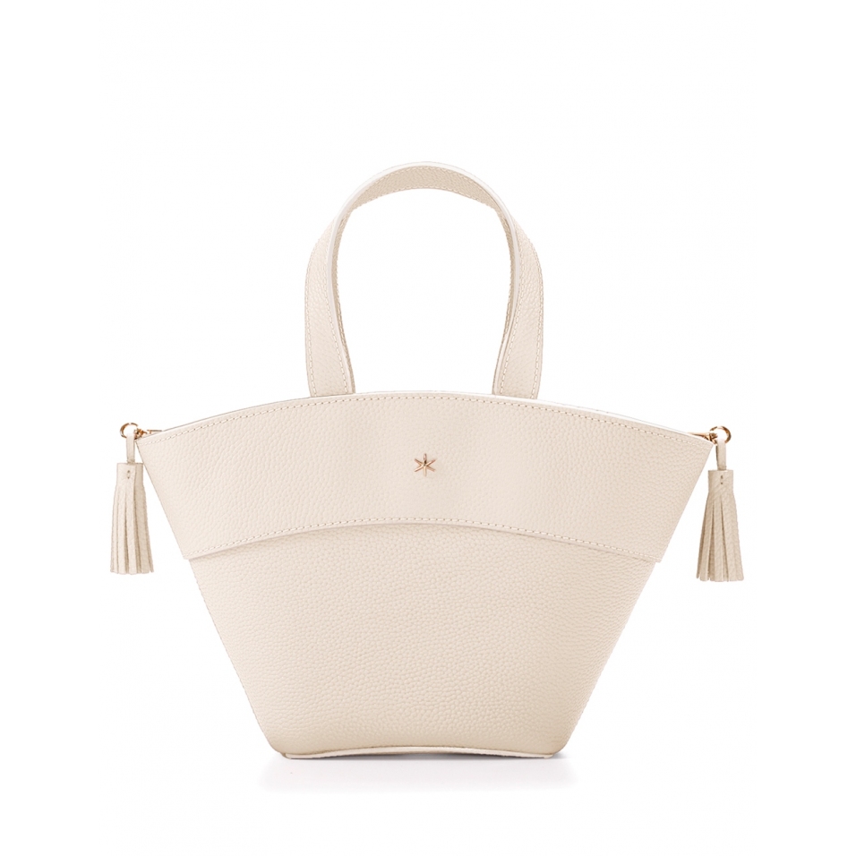 'Galet' Sac à main Cuir Crème & Or