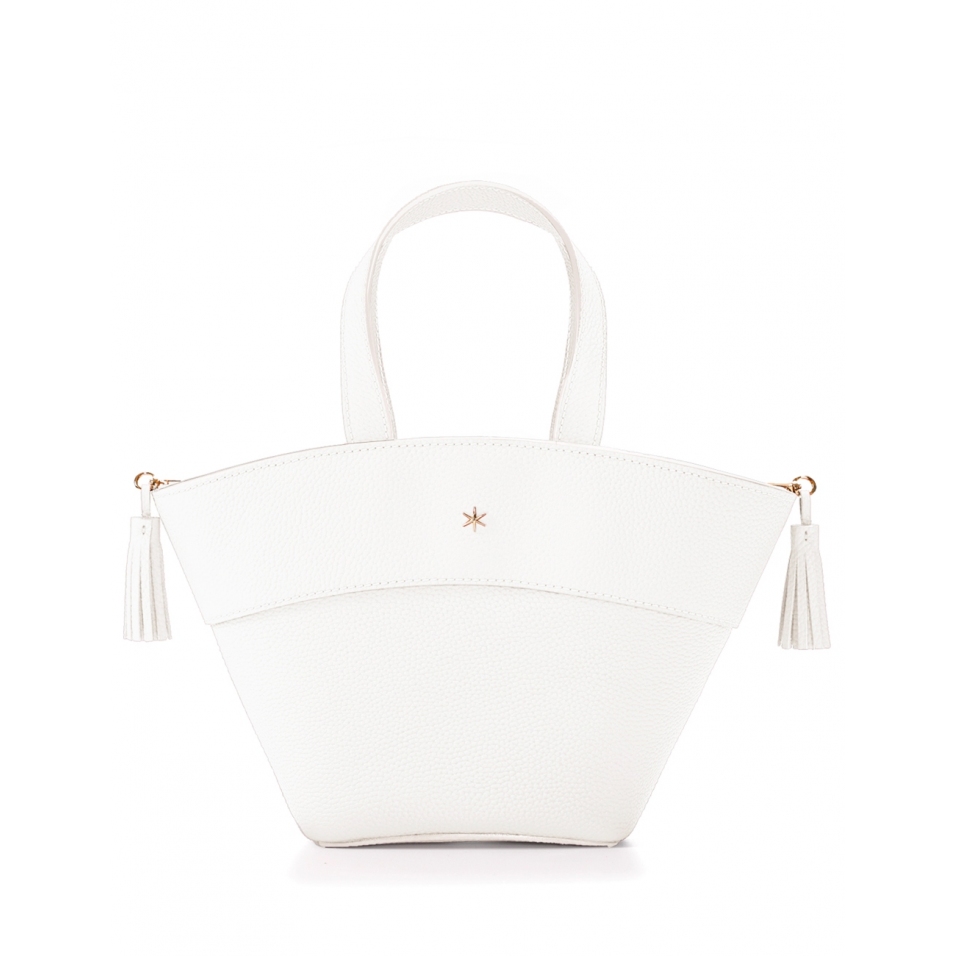 'Galet' Sac à main Cuir Neige & Or