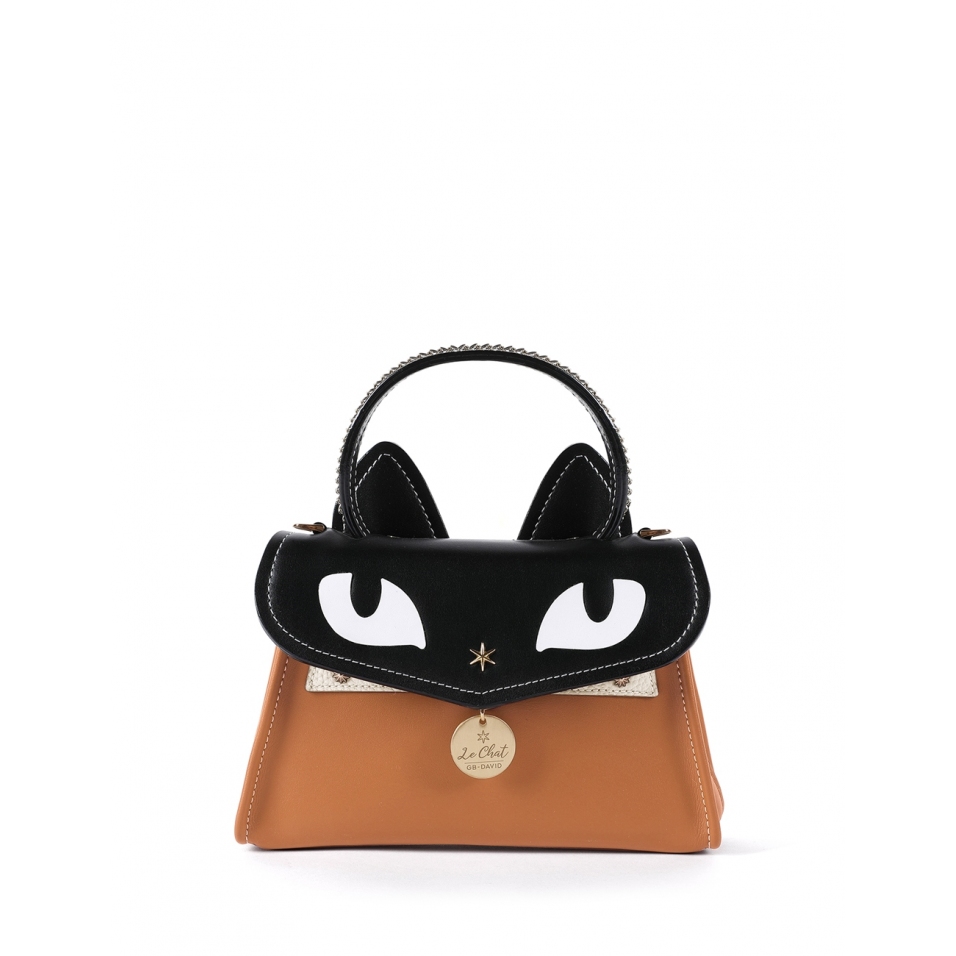 'Chantilly Le chat Premier' Sac à main Cuir Cognac