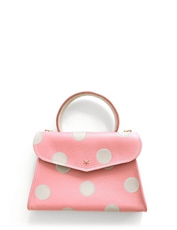 'Chantilly Pois' Sac à main Cuir Nappa Rose Poudré & Or