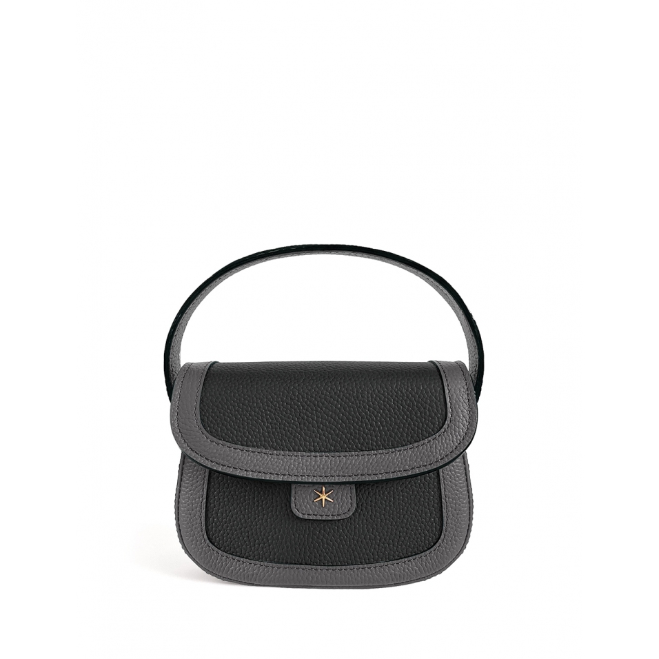 'Figaro Duo' Sac à main Cuir Nappa Ardoise, Crème & Or